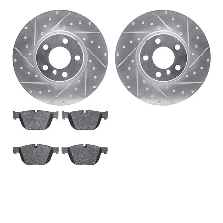 DYNAMIC FRICTION CO 7302-31094, Rotors-Drilled and Slotted-Silver with 3000 Series Ceramic Brake Pads, Zinc Coated 7302-31094